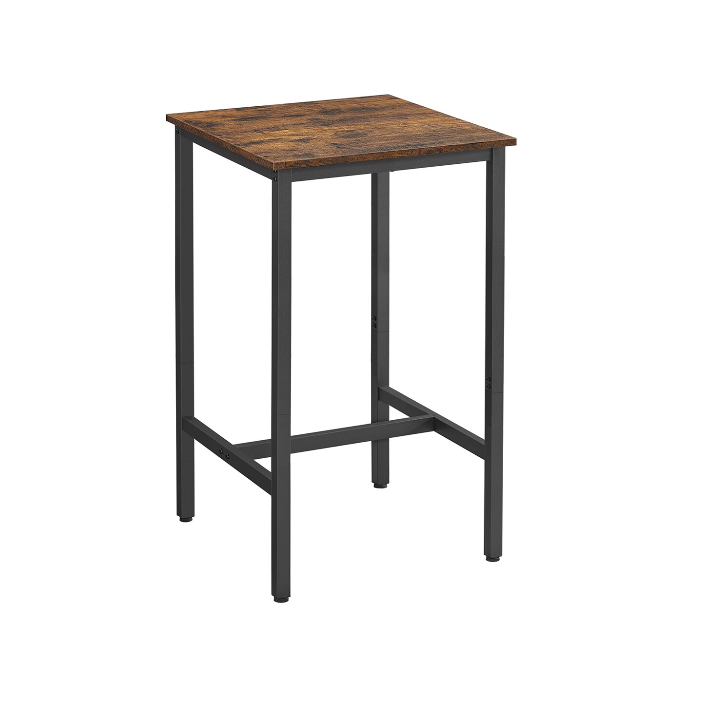 Square Bar Table Kitchen Dining Table Small Space Pub Table Rustic Brown Black