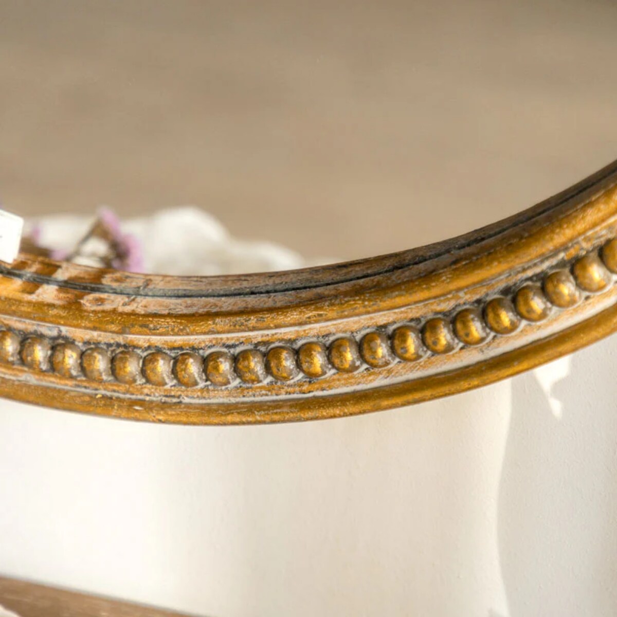 Vintage Oval Wall Mirror Gold Wooden Frame Decorative Home Accent
