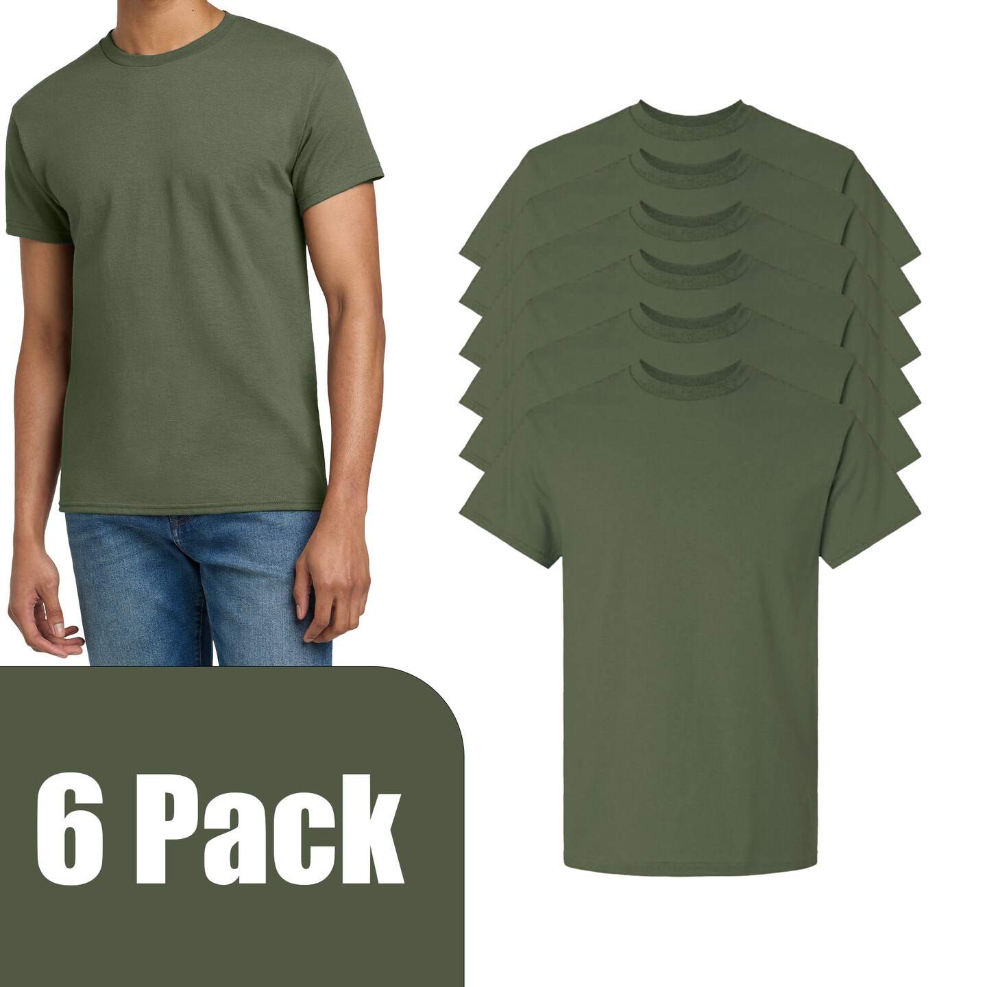 Gildan Ultra Cotton Plain T-Shirt for Men, Short Sleeve Military Green Craft Blank Tee