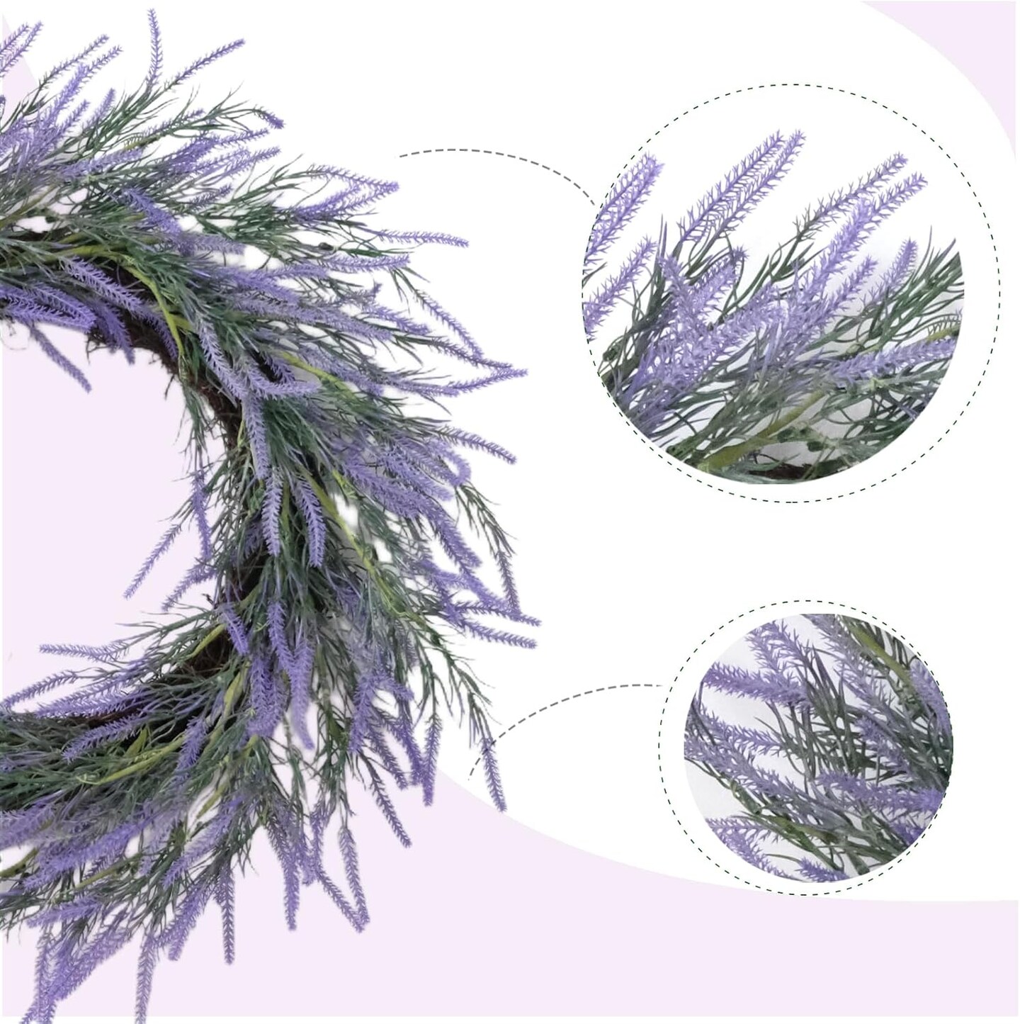 22” Soft Touch Lavender Wreath – Purple Flower Door Wreath for Front Door, Indoor & Outdoor, Rustic Farmhouse, Spring, Summer, Winter & All-Season Home Decor