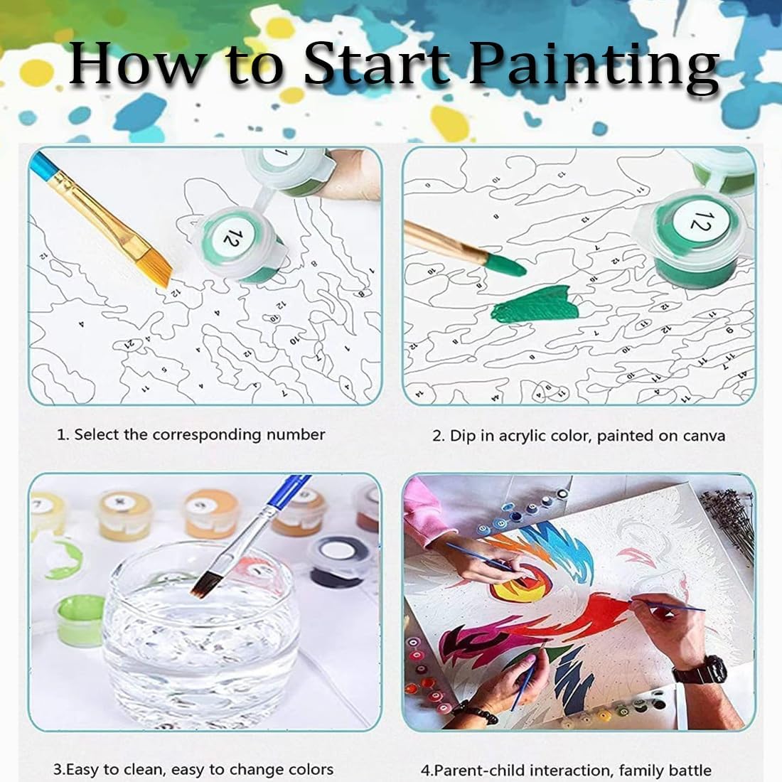 Paint By Number Starry Sky Framed Kit for Adults Beginners – DIY Acrylic Painting Canvas Set for Home Wall Decor, 10x10 Inch