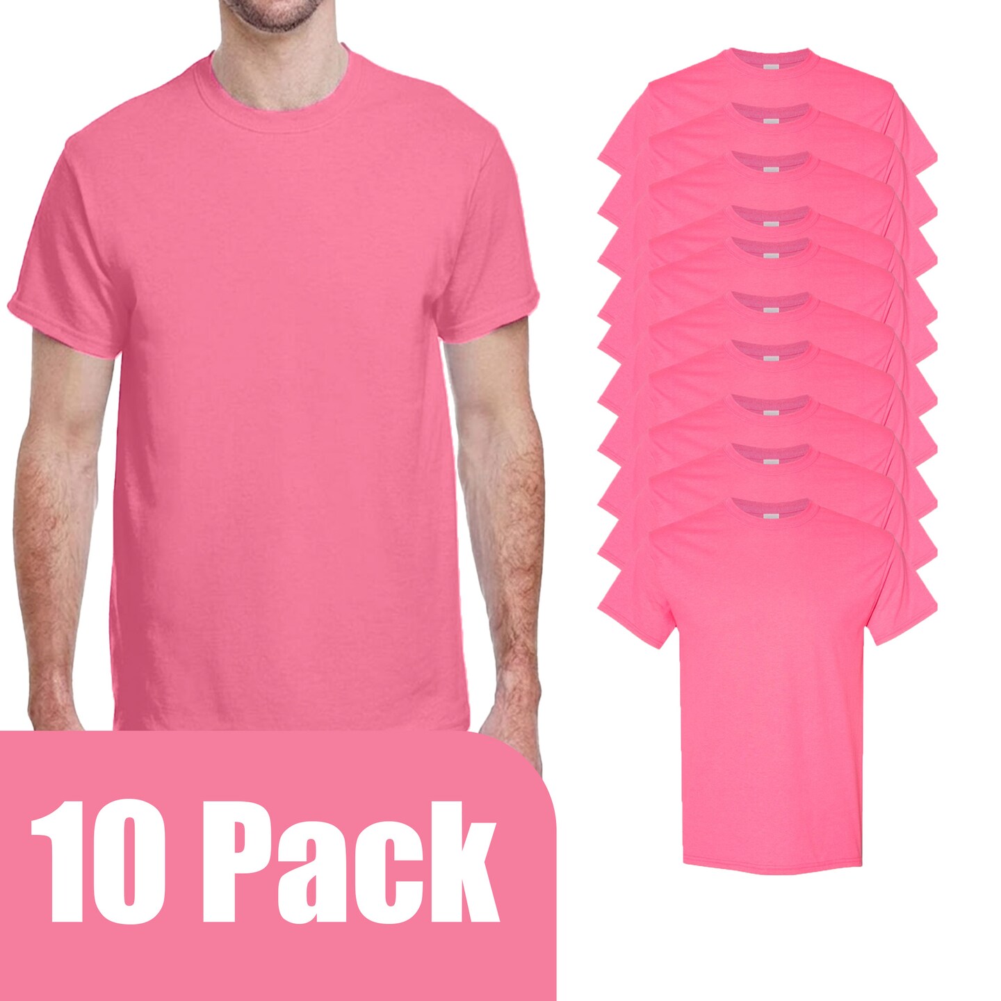 Gildan Unisex Safety Pink Crewneck T-Shirt Blanks for Crafting, Short Sleeve Printing Tee