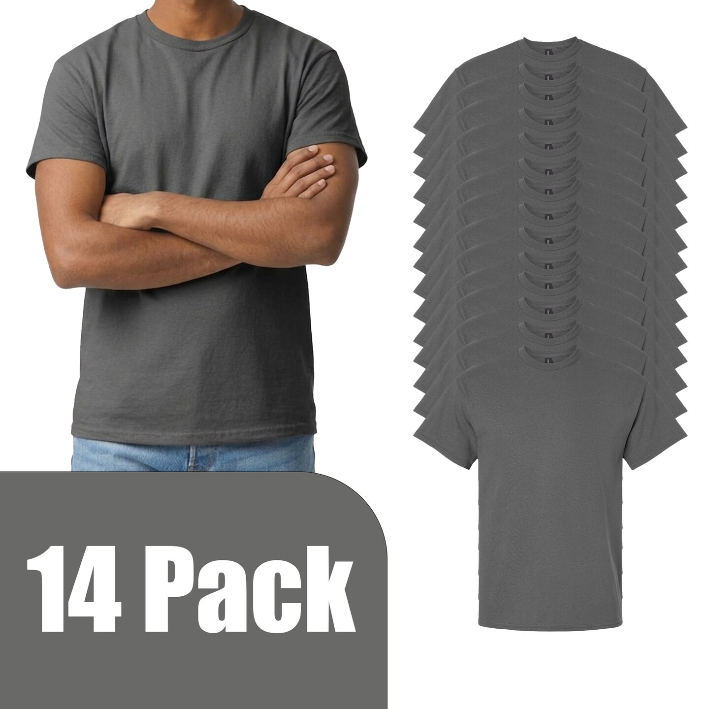 Gildan Unisex Ultra Cotton Short Sleeve T-Shirt, Charcoal Crewneck Tee Blanks for Crafting
