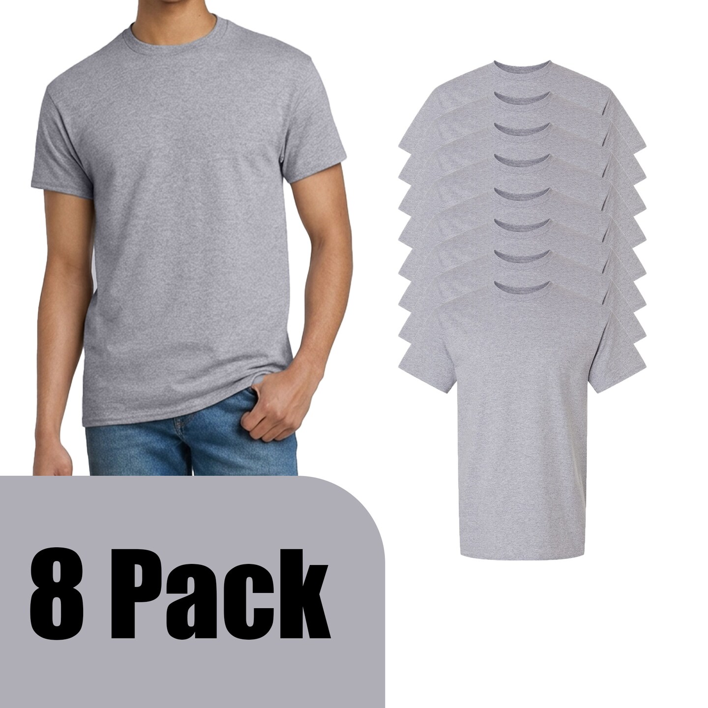 Gildan Men's Ultra Cotton Short Sleeve T-Shirt, Craft Bundle for DIY Printing, Sport Grey, 2-14 Pack