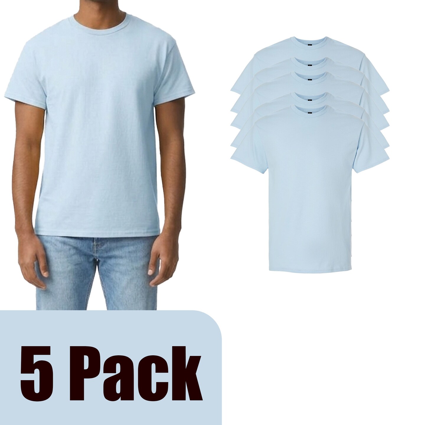 Gildan Unisex Light Blue Crewneck T-Shirt Blanks for Crafting, Ultra Cotton Short Sleeve