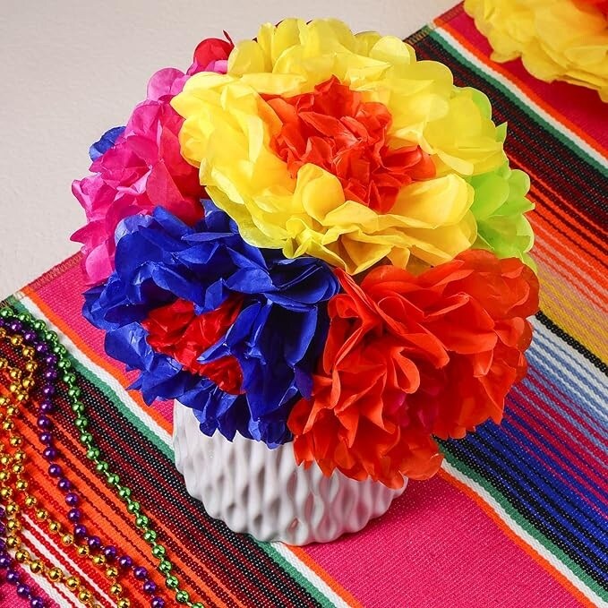 DIY Tissue Paper Flower Kit 10" – 7 Pack Craft Kit for Kids, Classroom Art Projects, Party Decorations & Spring Crafts