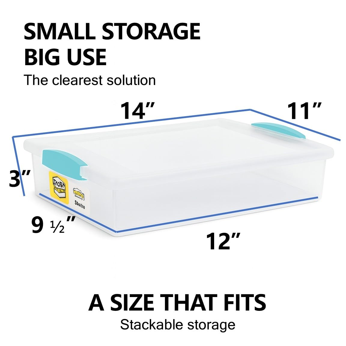 Plastic Storage Containers With Lids For Organizing, 6 Quarts - (Large - 14 x 11 x 3)
