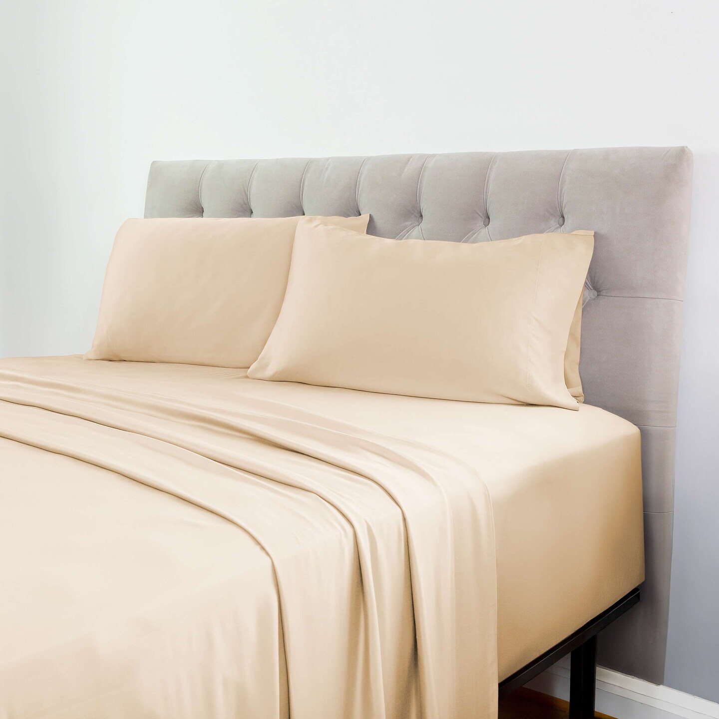 Cotton Rich 144 Thread Count Bed Sheet Set – Gray Sand, Twin/Full/Queen/King (3 & 4 Piece Options)