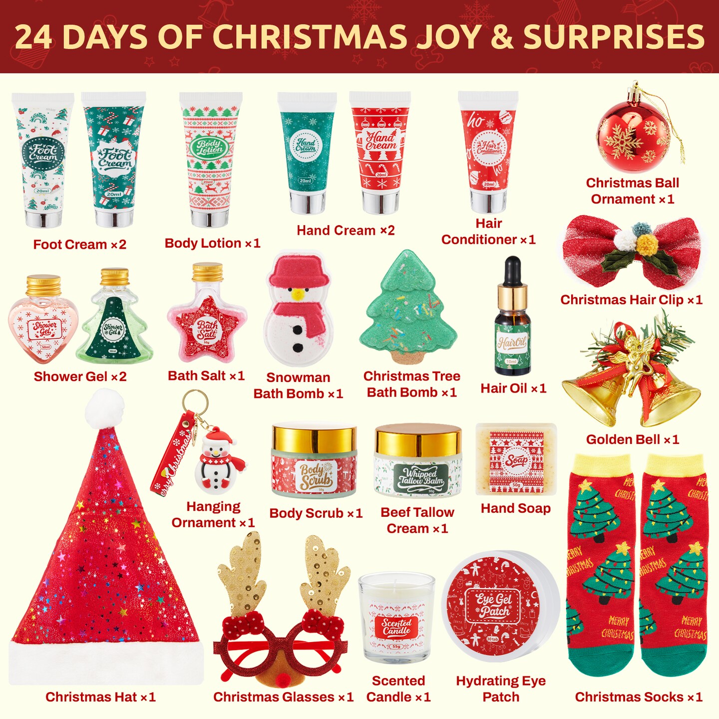 CADDISE Advent Calendar 2026-24 Days of Christmas Countdown Calendar, Skincare Gift Set, Self Care Beauty Gifts, Christmas Spa Gift Box for Teen Girls and Women