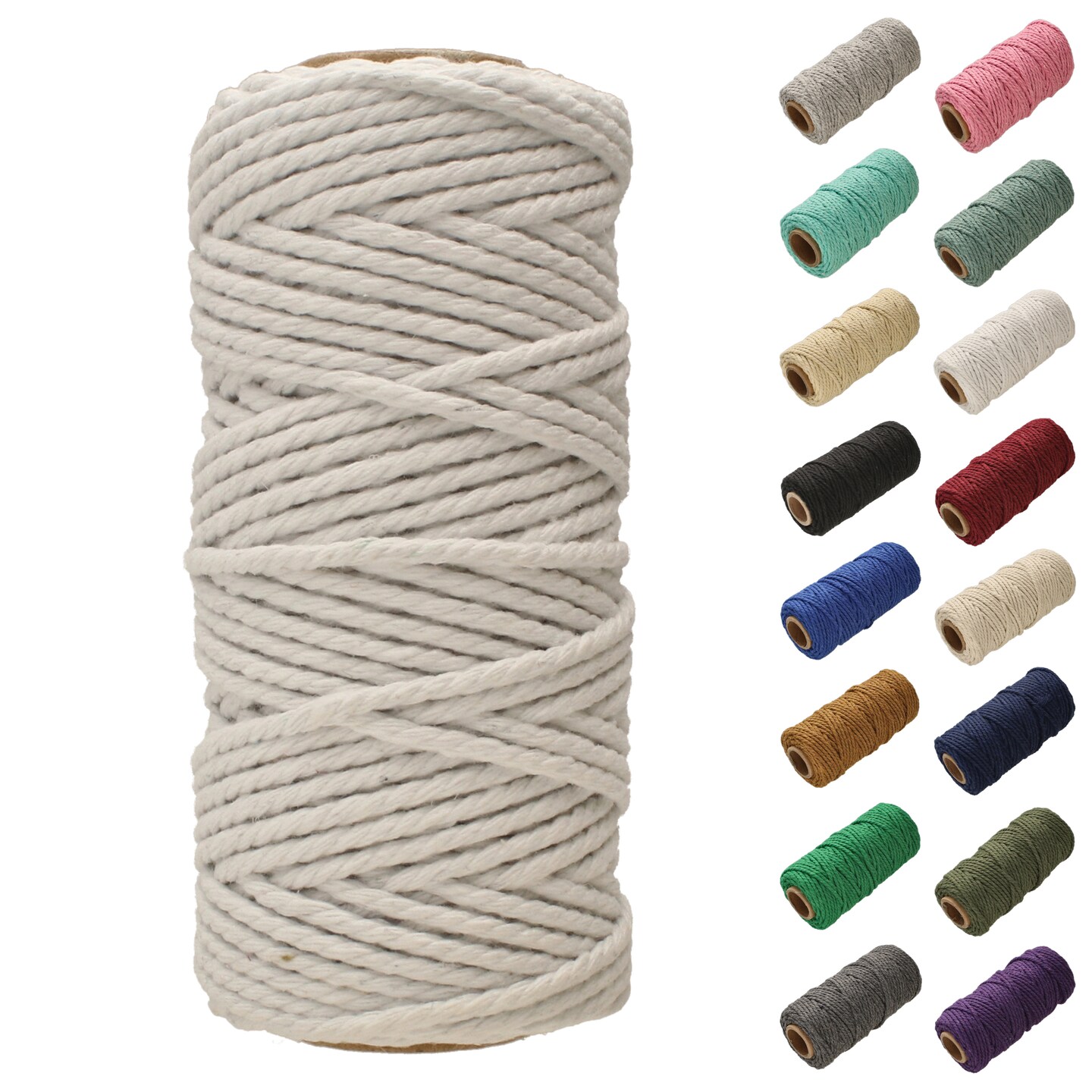 White Lion Macramé Cord – Cotton Rich Macrame Rope, 2 mm, 100 Feet, Yarn for Wall Decor, Crochet, Gift Wrapping, Wall Hanging, Plant Hangers, Handmade Crafts, Knitting