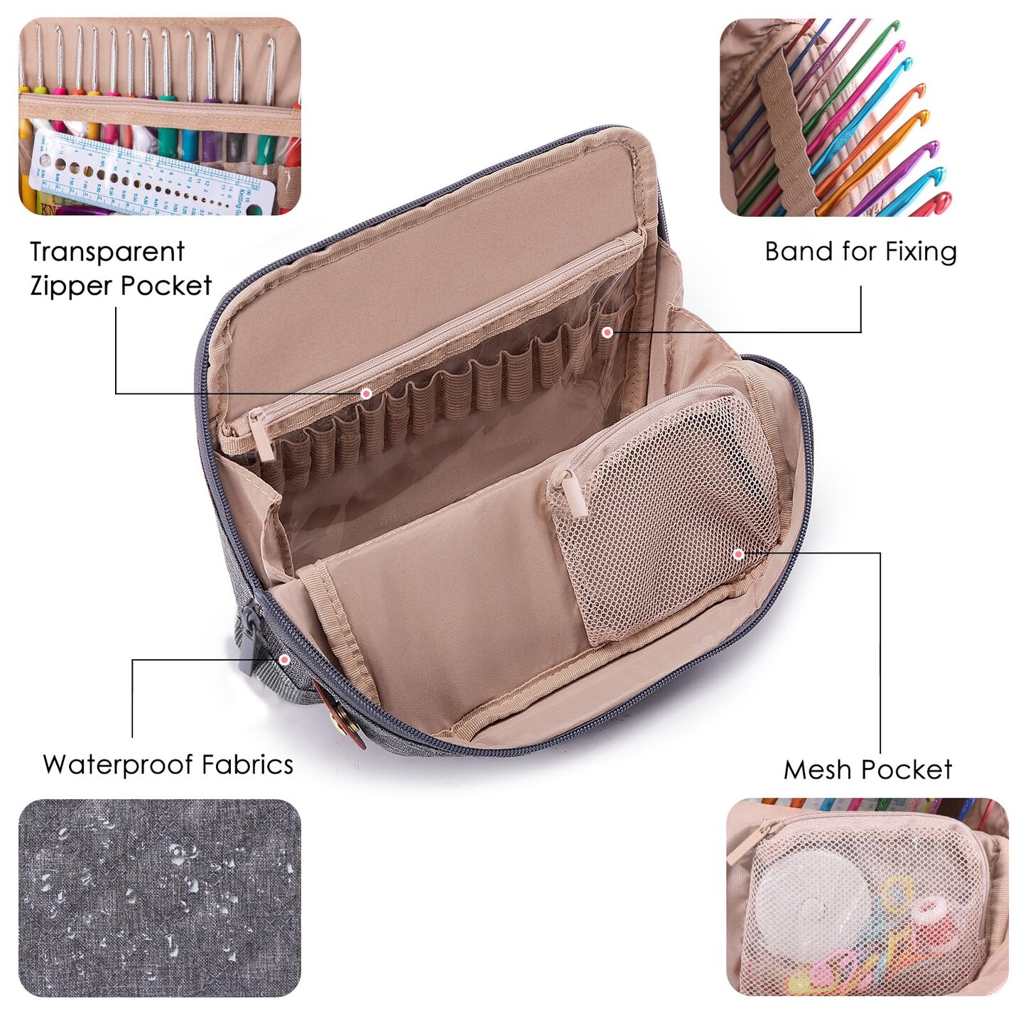 82Pcs Crochet Hook Set with Storage Case - Stand Up Crochet Hook Case with 20 Size Crochet Hooks & needles, Crochet Accessories - Crochet Needles Set for Crochet Lovers, Crochet Kit for Beginners