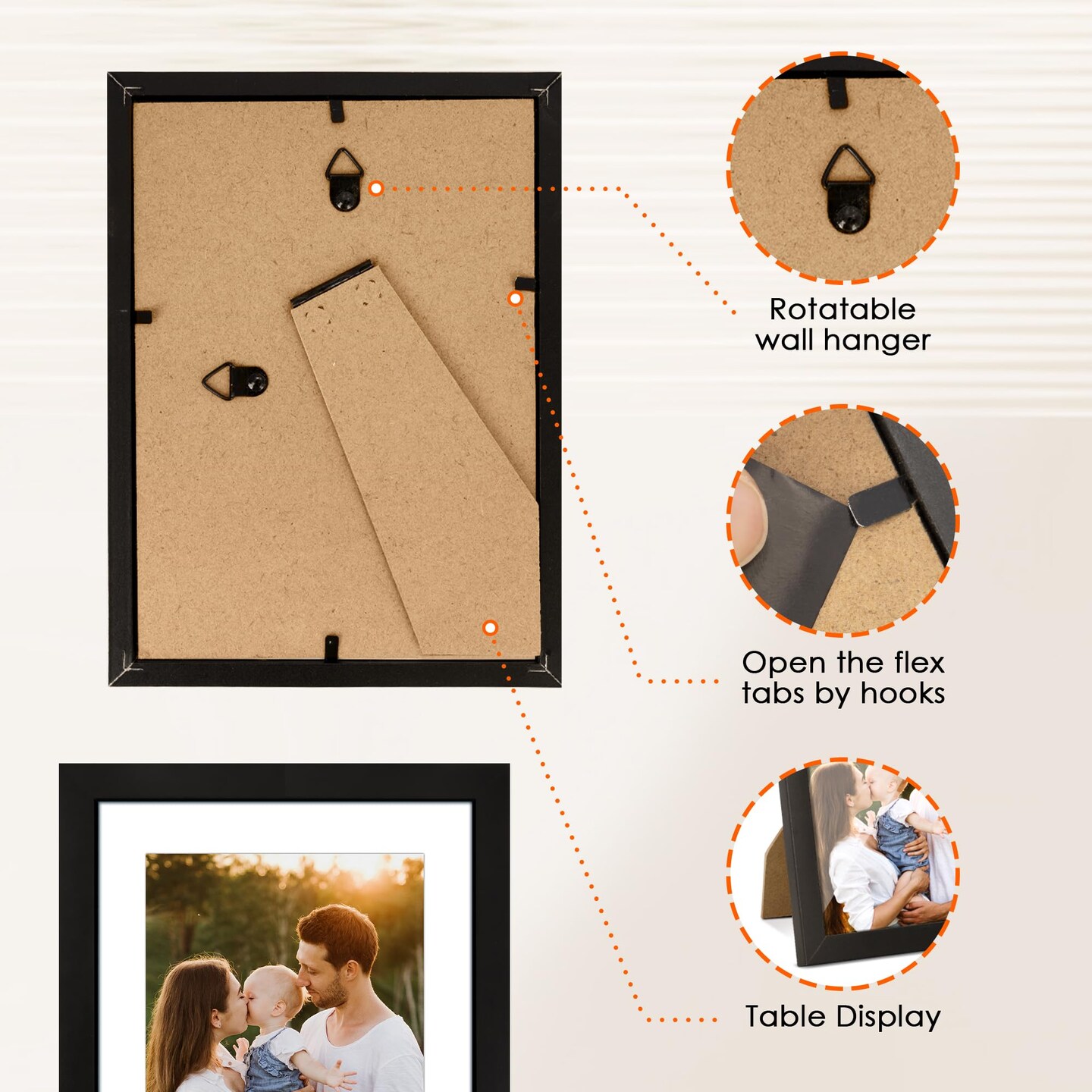 5x7 Picture Frame Set of 10, Photo Frame Bulk with HD Plexiglass, Display Pictures 4x6 with Mat or 5x7 Without Mat Multi Picture Frames Collage for Tabletop or Wall Display, Black