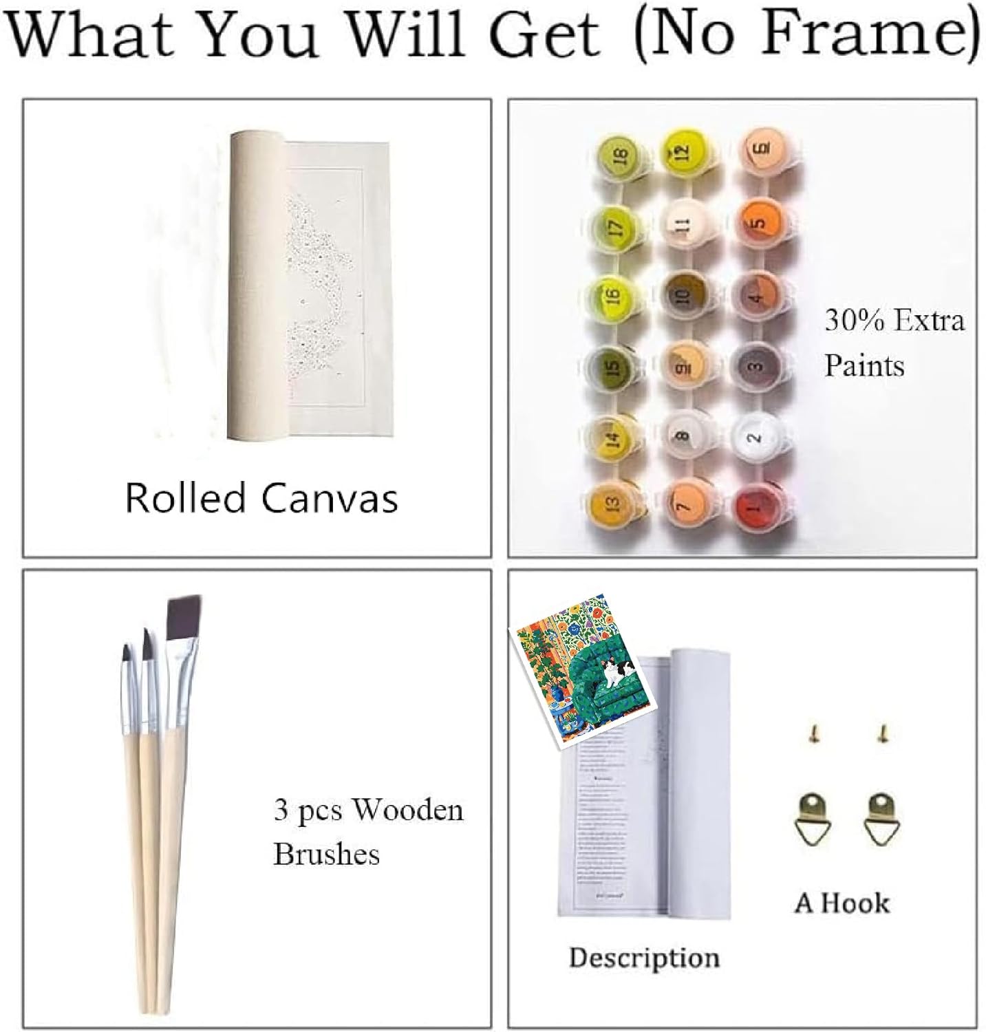 Paint By Number Cat Bathroom Canvas Kit for Adults & Beginners – DIY Acrylic Cat Painting Set for Home Wall Art Decor, 16x20 Inch (Frameless)