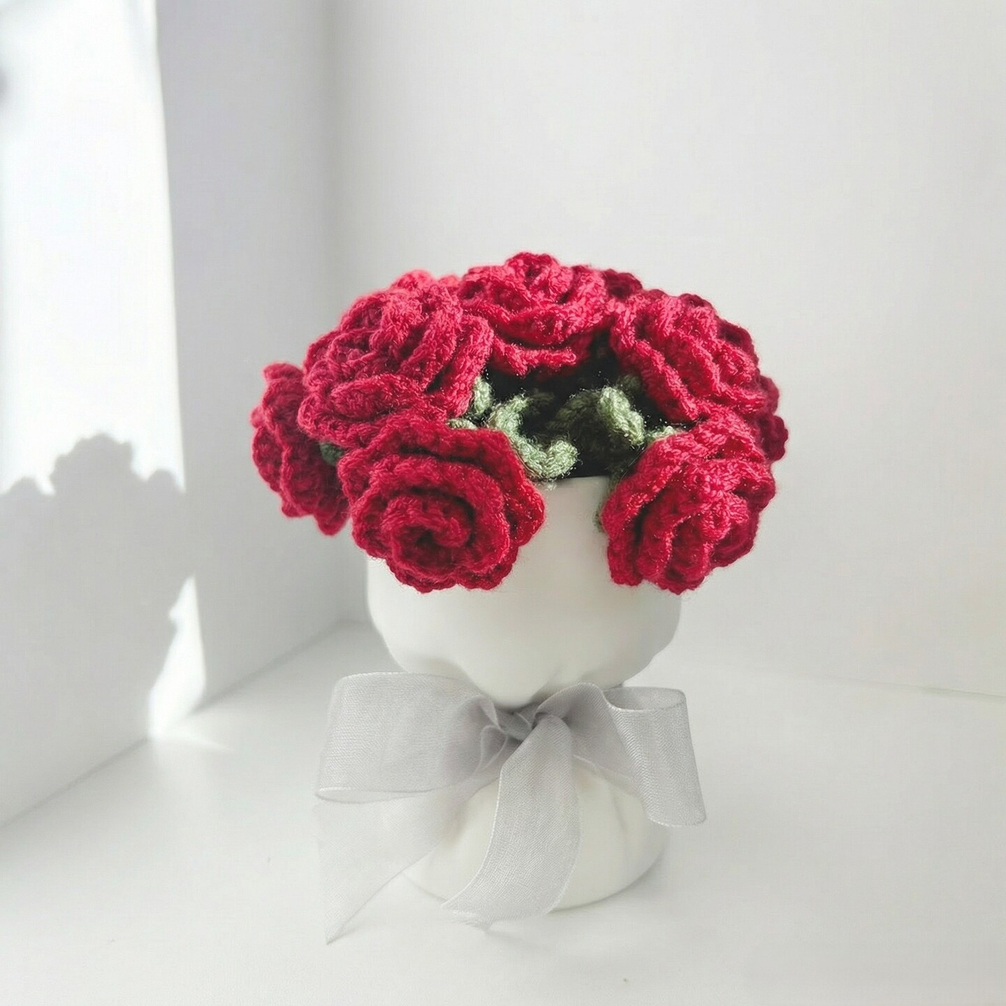 Crochet Flower Coaster Set with 3D Print Vase | Foldable Floral