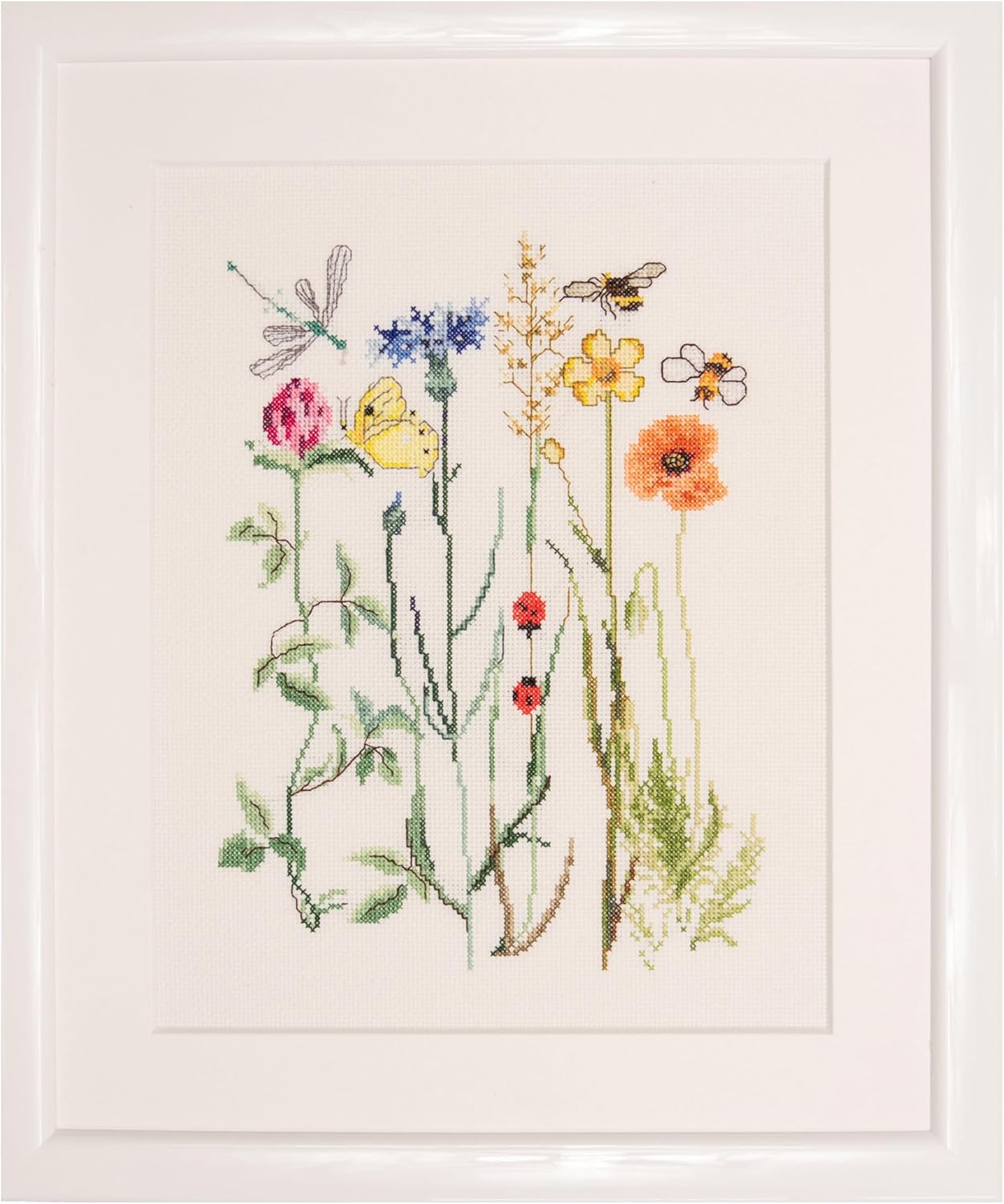 Thea Gouverneur Wildflowers Counted Cross Stitch Kit – 16CT Aida, DMC Threads & Hoop, Beginner-Friendly DIY Embroidery for Adults, 8×10 Inch