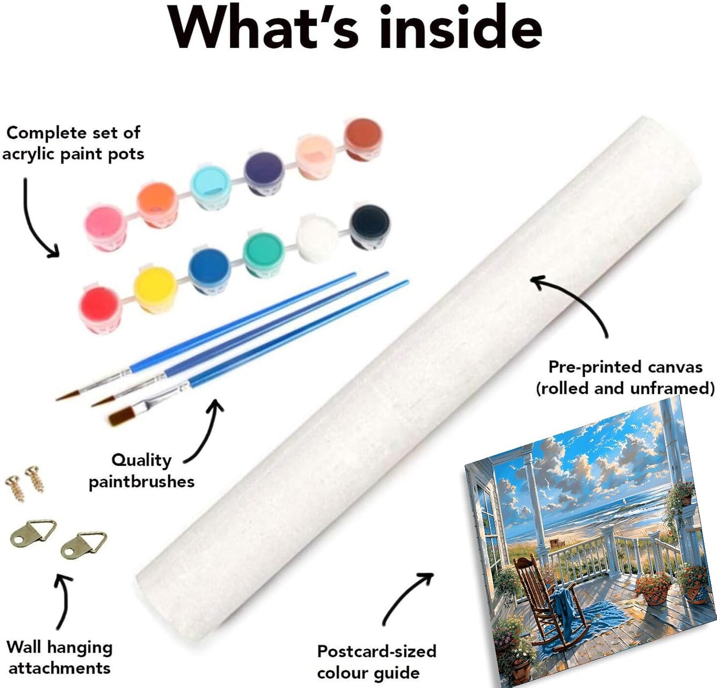 Paint By Numbers Beach Landscape Kit for Adults Beginners – 16x20 Inch DIY Acrylic Canvas Painting Set, Easy Coastal Wall Art Craft for Home Decor & Gift