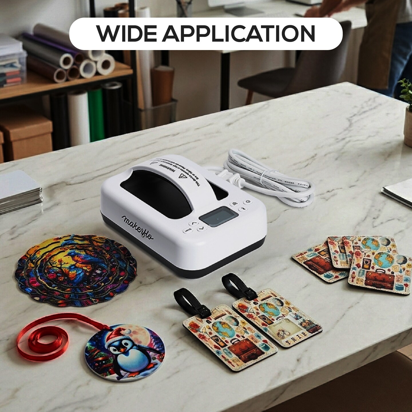 MakerFlo Compact Heat Press Machine with 7" x 5" Heating Plate - Portable & Efficient for DIY Projects