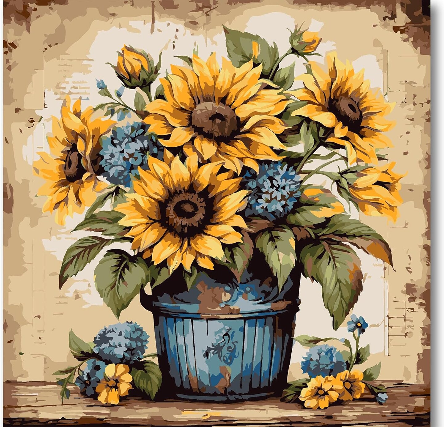 Paint By Number Sunflower Vintage Floral Kit for Adults – DIY