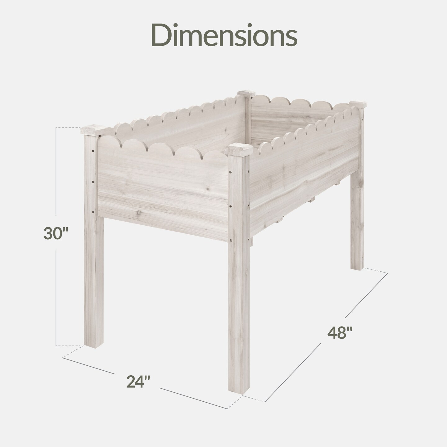 Best Choice Products 48x24x30in Raised Garden Bed, Elevated Wooden Planter for Yard w/ Foot Caps, Liner