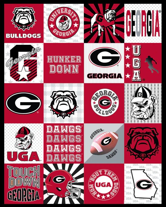 Fabric Sykel Enterprises University of Georgia Collegiate T-Shirt Minky Panel GA1362