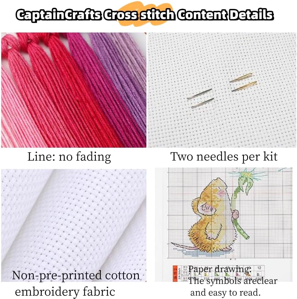 Counted Cross Stitch Embroidery Kit for Adults & Beginners – Birds, Flowers & Fragrance Design | 14CT White Fabric | DIY Needlepoint Craft Kit with DMC Threads, Needle, Pattern & English Instructions (No Pre-Printed Canvas)
