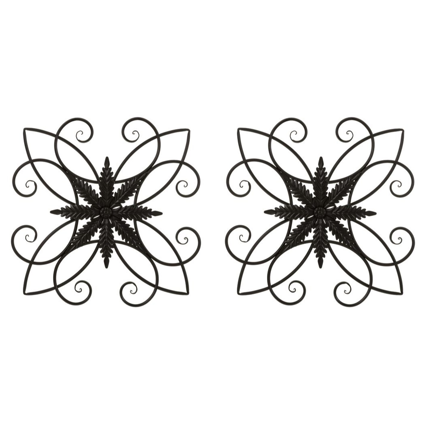 Set of 2 20"L Traditional Clematis Pattern Iron Scroll Outdoor Wall Decor
