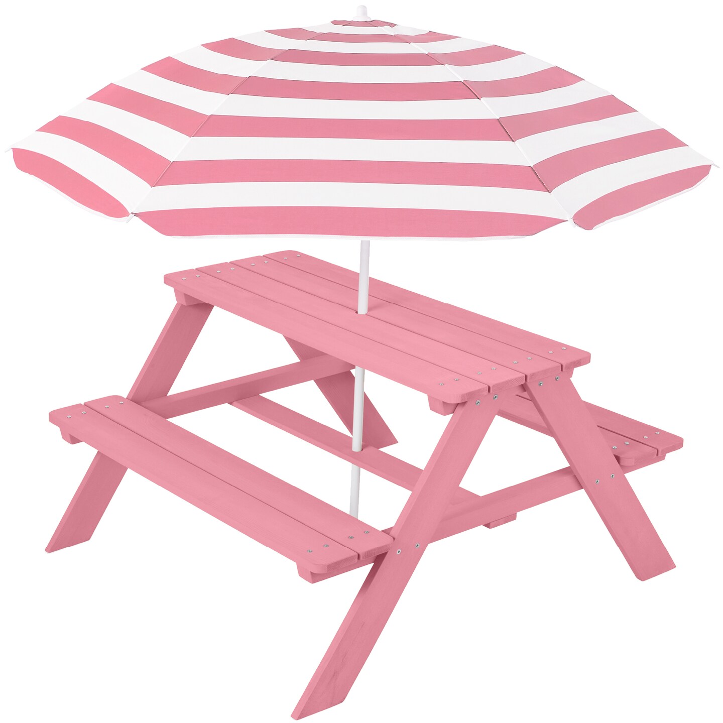 Best Choice Products Kids Wooden Picnic Table, Outdoor Activity Table w/ Adjustable Umbrella, Seats