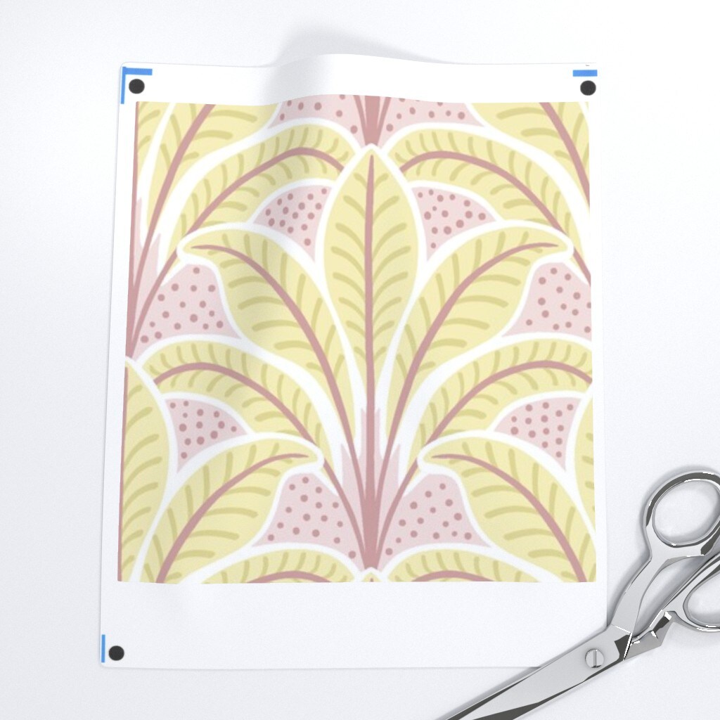 Pastel Palm Tropical Pink Yellow Feminine Cheerful Playful Delicate Romantic Custom Printed Fabric by Spoonflower Various Fabrics by the Yard or Fat Quarter