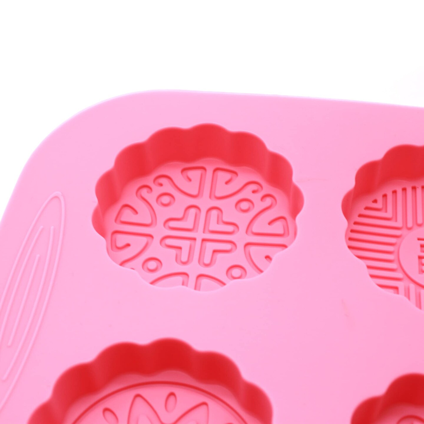 Round Mooncake Chocolate Lotion Bar Soap Cookies Wax Pink Silicone Mold Dia. 2.5inch, 1.5oz per Cell
