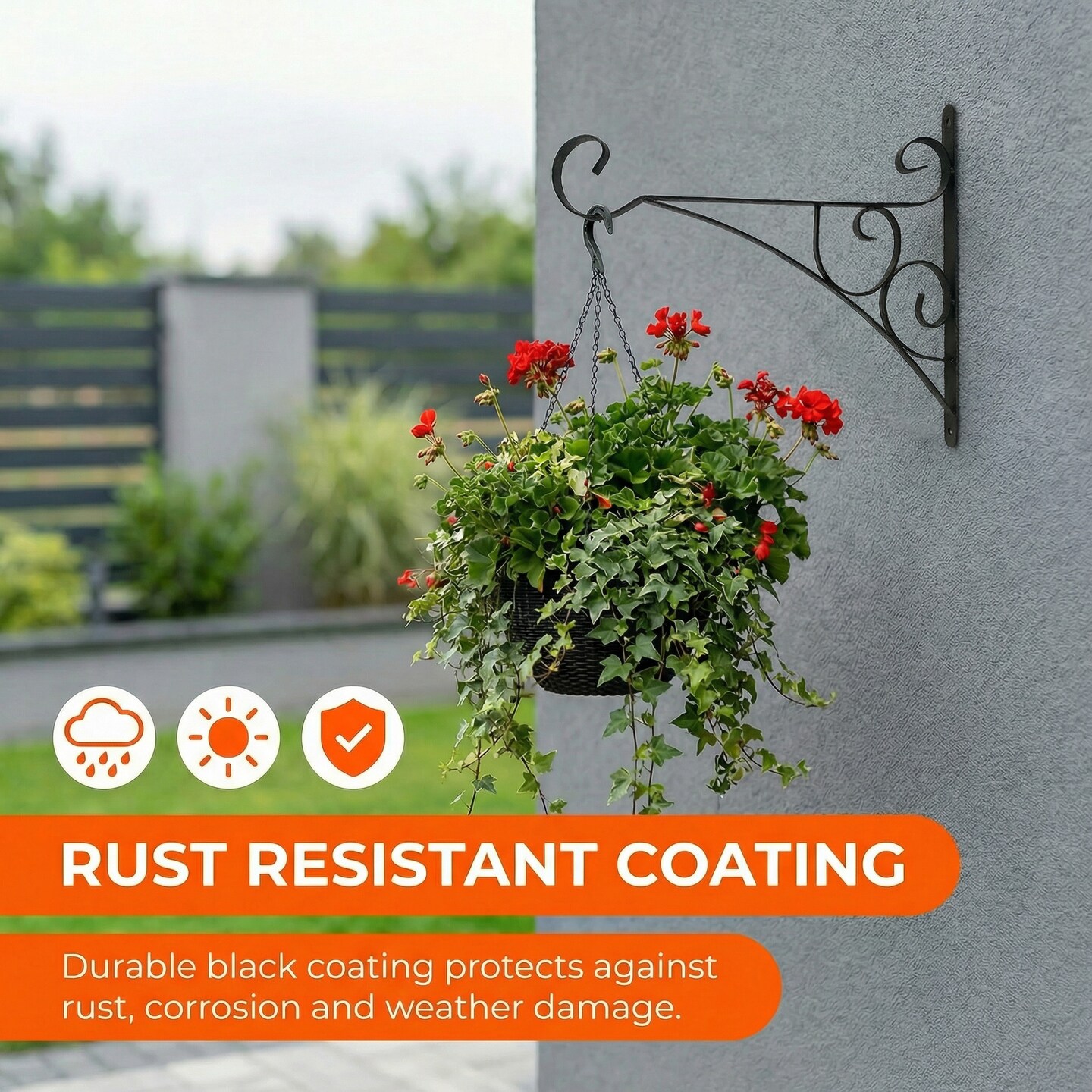 Scroll-Design Metal Wall Bracket for Hanging Accessories and Flowerpots for Indoor & Outdoor Use