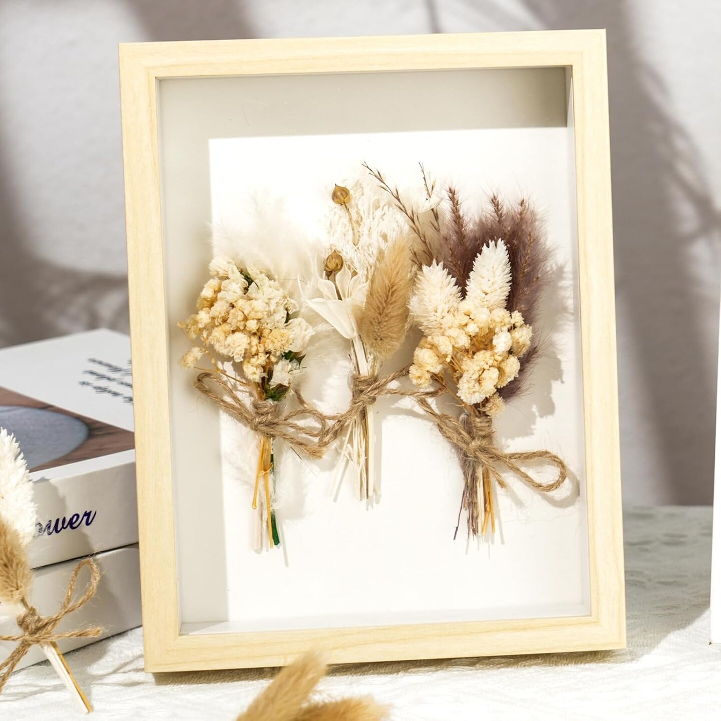 12-Pack Mini Dried Pampas Grass Bouquets – Natural Boho Floral Stems for Crafts, Wedding Centerpieces, Home Décor, Party Decorations, and Vase Arrangements