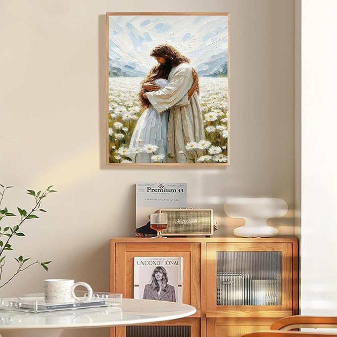 Paint by Numbers for Adults and Kids Beginner, Jesus Hugging Woman Christian Painting by Number Kits On Canvas, Number Artist Paint by Number Kit DIY Oil Painting Acrylic Paints, Home Wall Decor