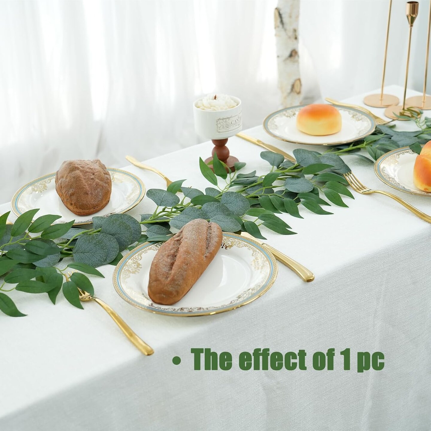 2 Pack Artificial Eucalyptus Garland 6.5 Feet Faux Greenery Garland for Wedding Mantle Table Runner Baby Shower Decor