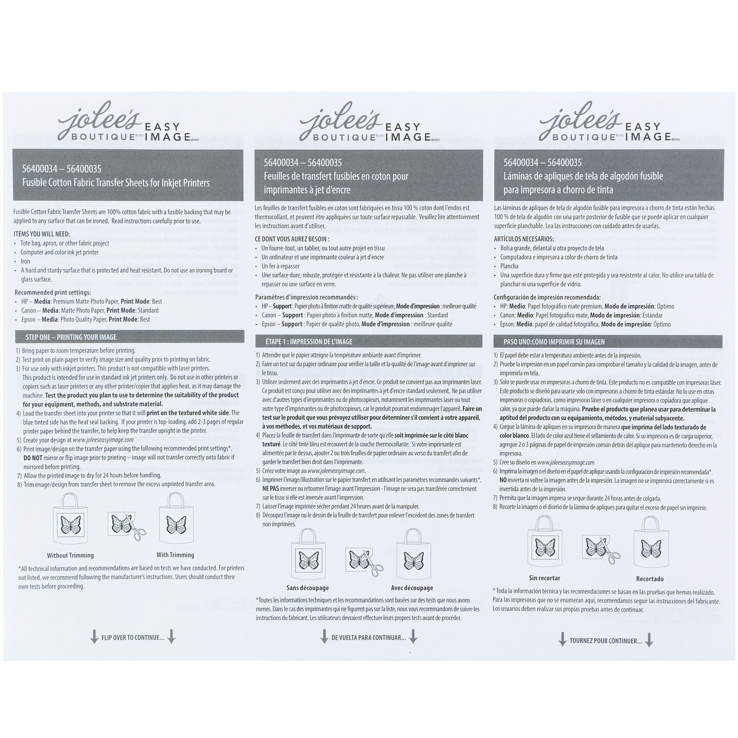 Jolee's Easy Image Fusible Cotton Transfers 8.5"X11" 10/Pkg-For Light Fabrics