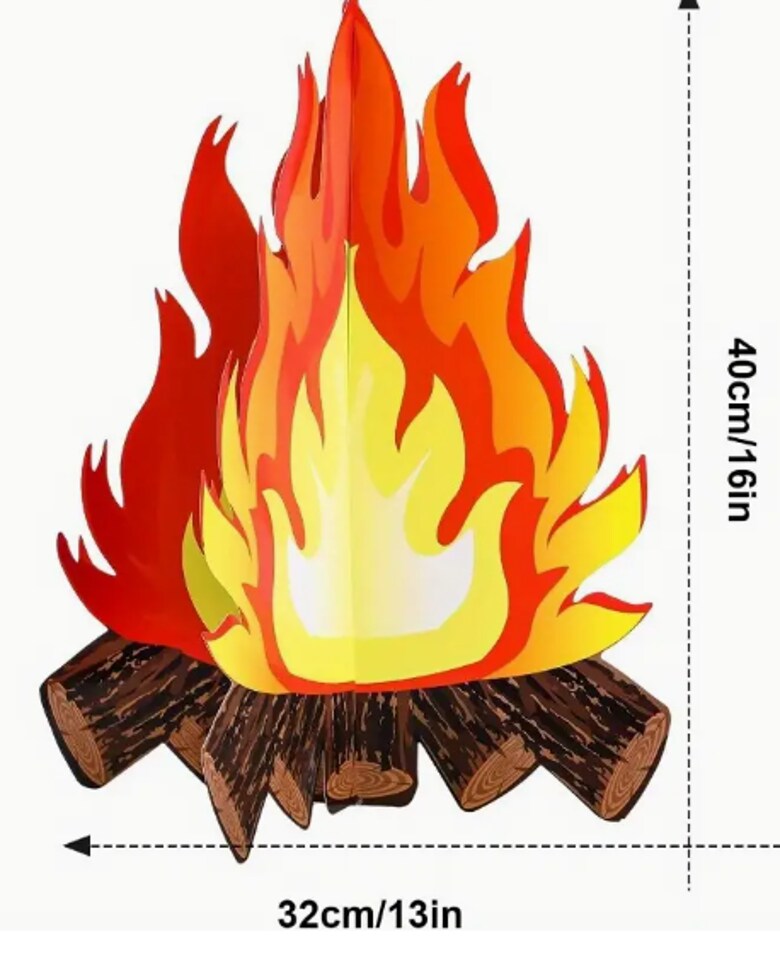 3D Cardboard Bonfire Craft Decoration 16"x13" – DIY Campfire Centerpiece for Classroom, Camping Theme, Kids Crafts & Party Decor