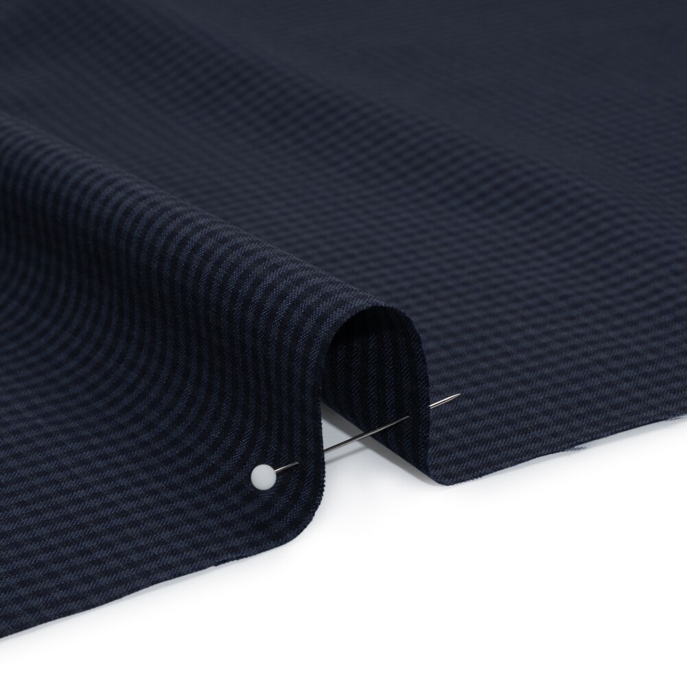 1 Yard Super 100 Wool Suiting Navy Blue and Charcoal Tattersall Check 59 inch Width