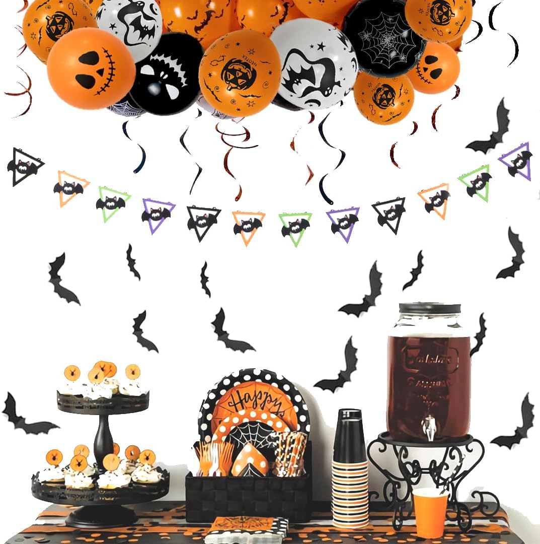 Halloween Decoration Balloons (&#x9;Black Orange White)