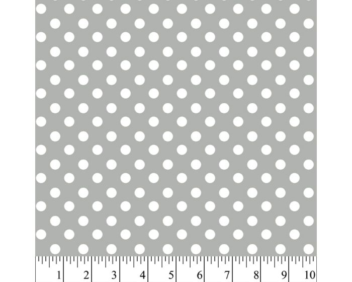 Polka Dots White on Gray Flannel Fabric | By The Yard | Sewing and Crafting | 42 inches wide