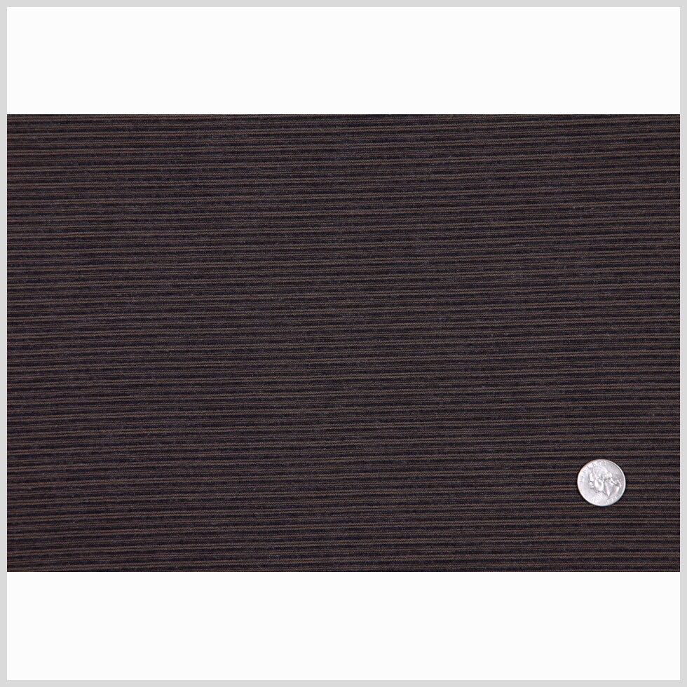 1 Yard Chocolate and Black Striped Stretch Wool Blend Suiting Fabric 62 inch Width