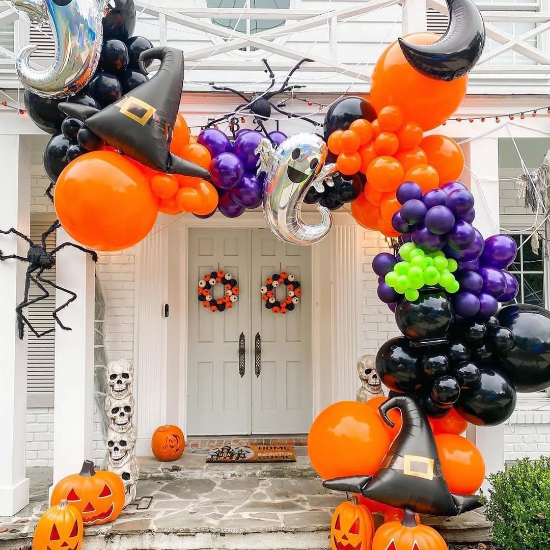 50Pcs Halloween Party Latex Balloons Set(Black Purple Orange)