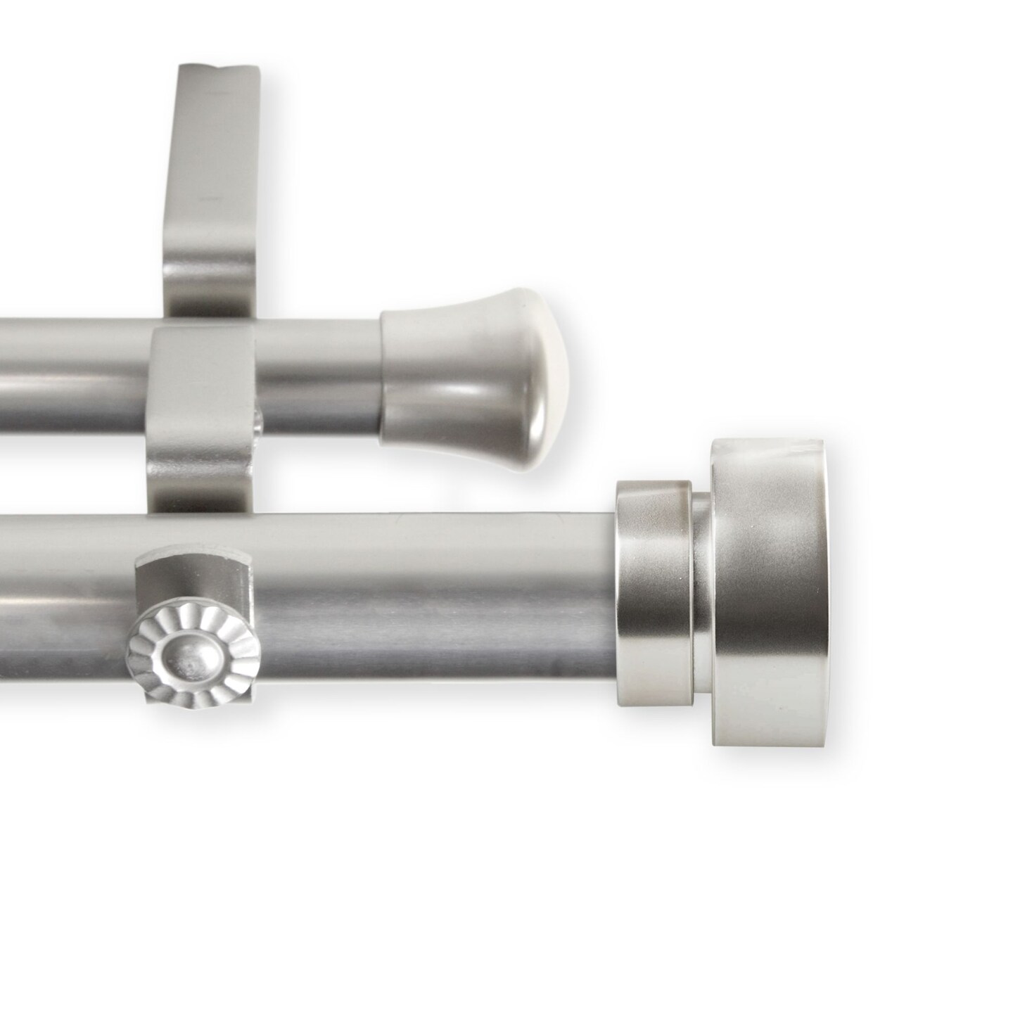 Contemporary Home Living 120"- 170" Satin Nickel Adjustable Brett Double Curtain Rod with Finials