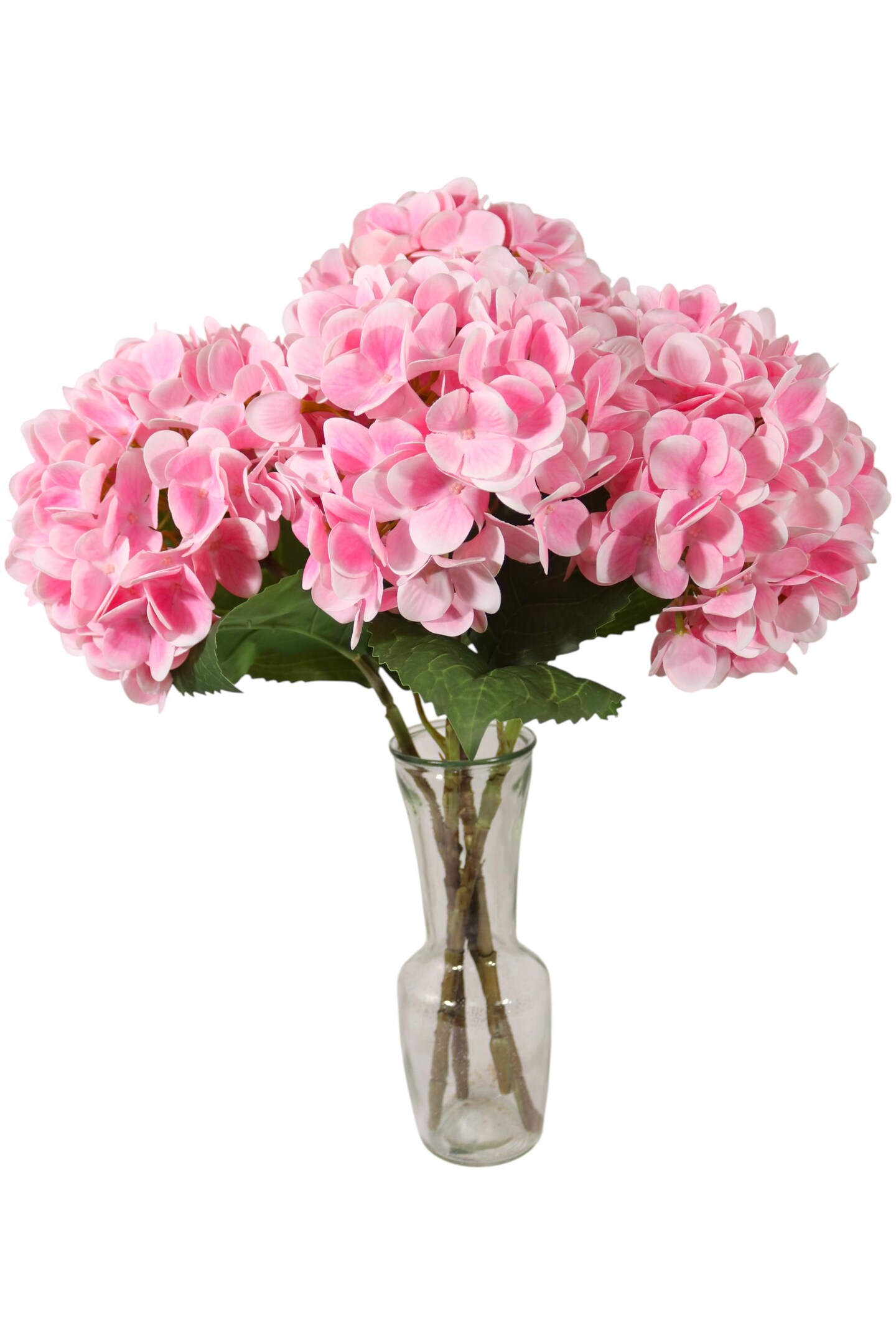 17.75" Pink Hydrangea Stem – 8" Bloom, Lifelike Faux Flower Decor