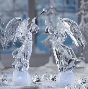 Icy Giftware Set of 2 Clear Decorative LED Lighted Icy Angel Sculpture Table Top Figurines 11"