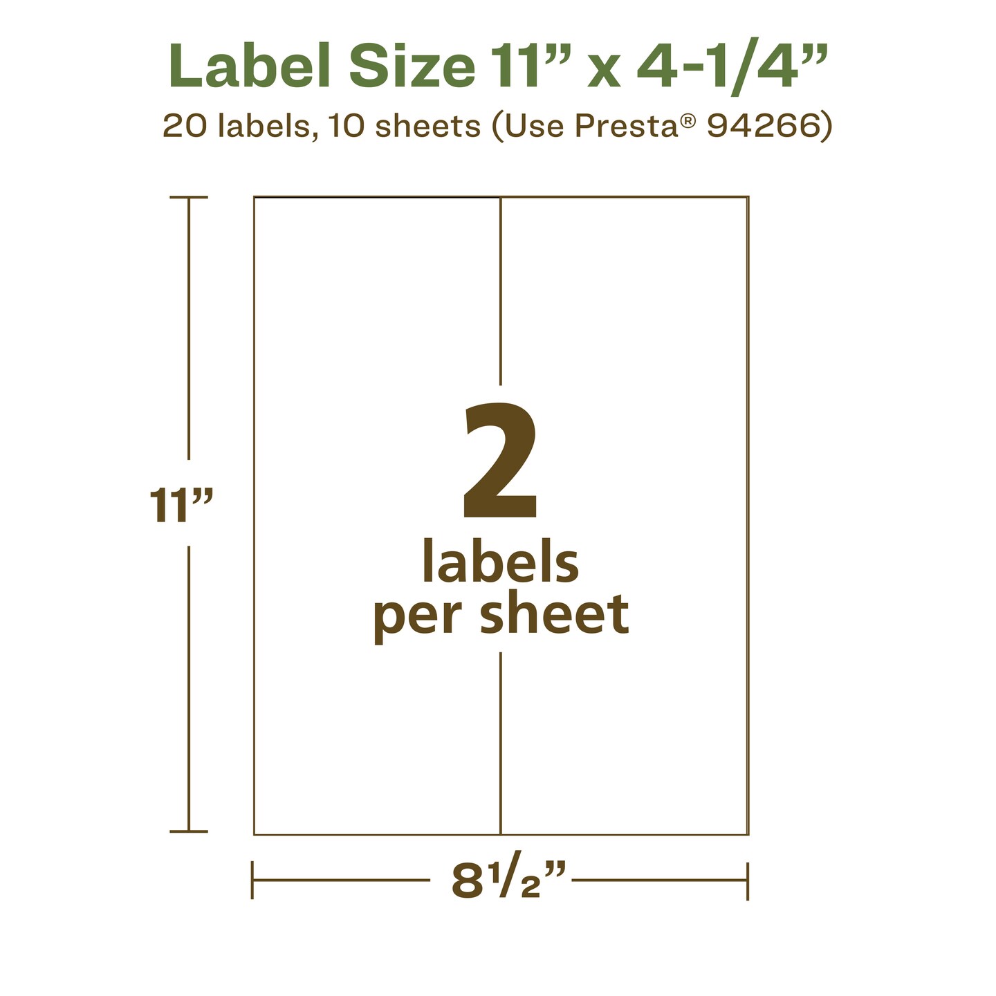 Avery Recycled Matte White Labels,  11&#x22; x 4-1/4&#x22; Rectangle