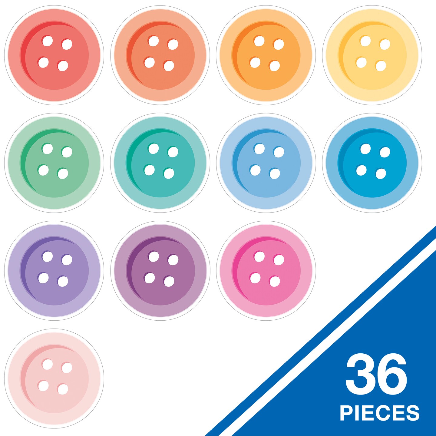 Carson Dellosa Crafty and Cool 36pc Colorful Buttons Bulletin Board Decorations, Vintage Buttons for Bulletin Board, White Board, Cork Board, and Classroom Decor