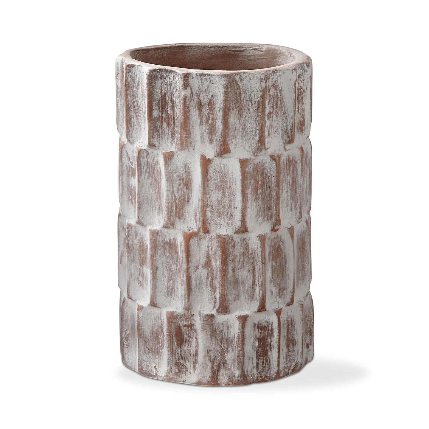 Tuscon Whitewash Terracotta Planter Vase, 5.0L x 5.0W x 8.0H inches