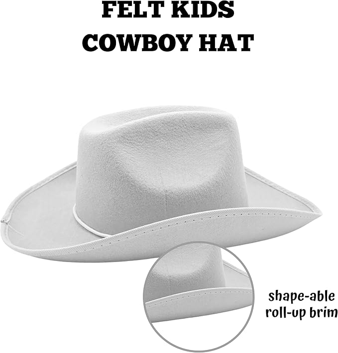 4E&#x27;s Novelty 2 Pack Kids Cowboy Hat - White Cowboy Hat for Boys &#x26; Girls 5-12 for Dress-Up &#x26; Costume Play