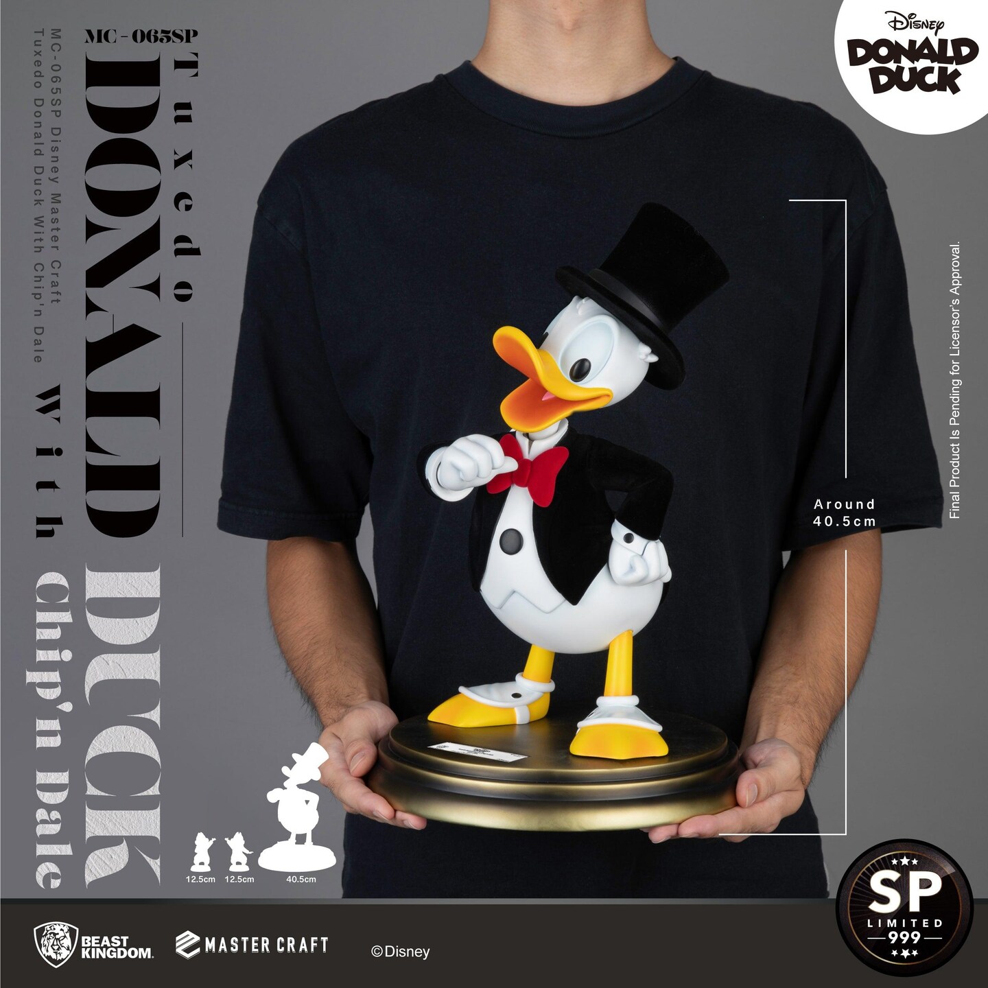 Disney Master Craft Tuxedo Donald Duck (With Chip&#x27;n Dale) Table Top Statue