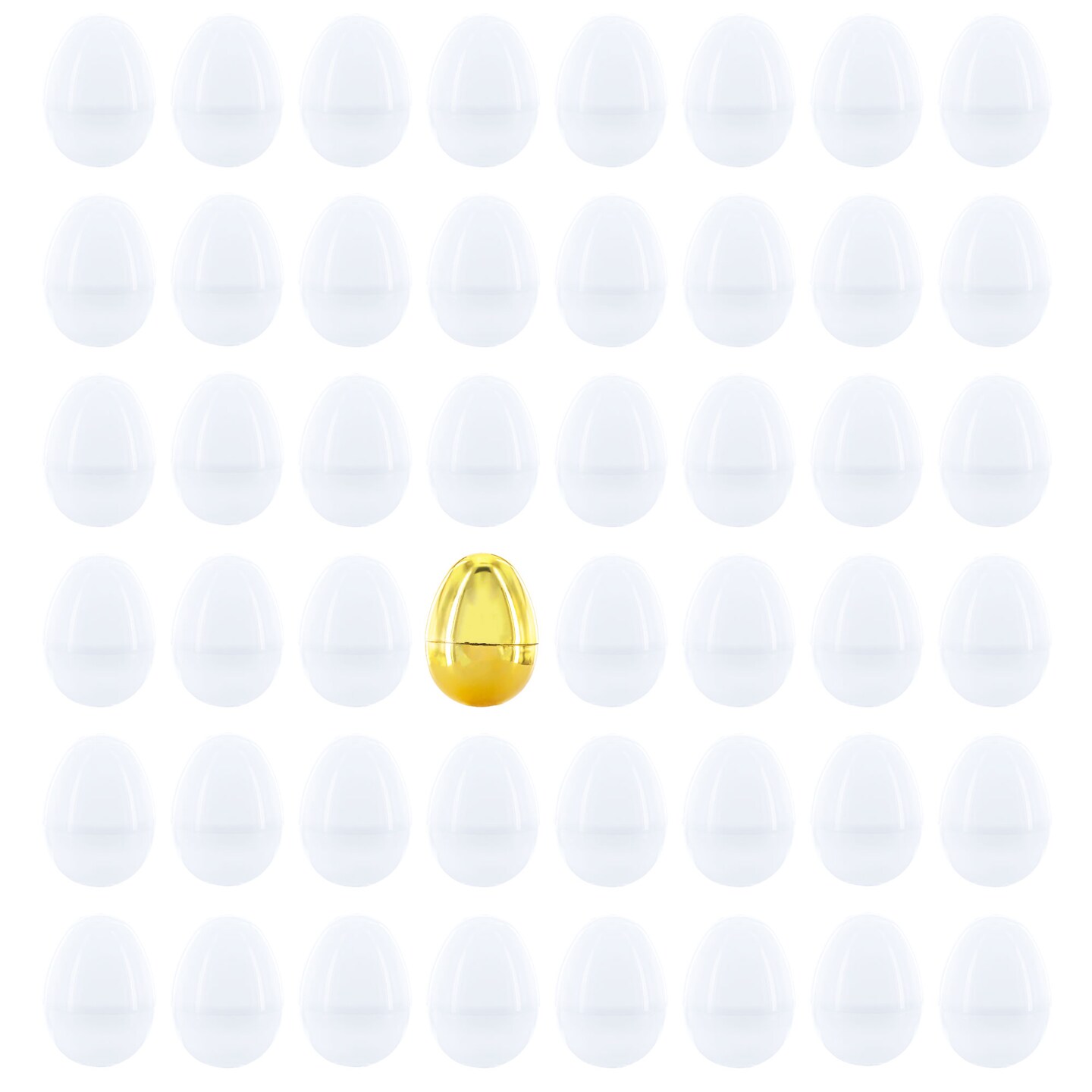 47 White Plastic Easter Eggs + 1 Surprise Golden Egg Set