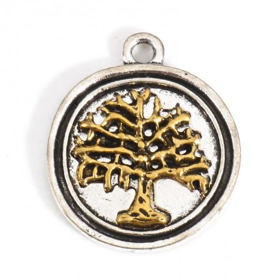 *10* 23x20mm 2 Tone Silver/Gold Tree of Life Charms